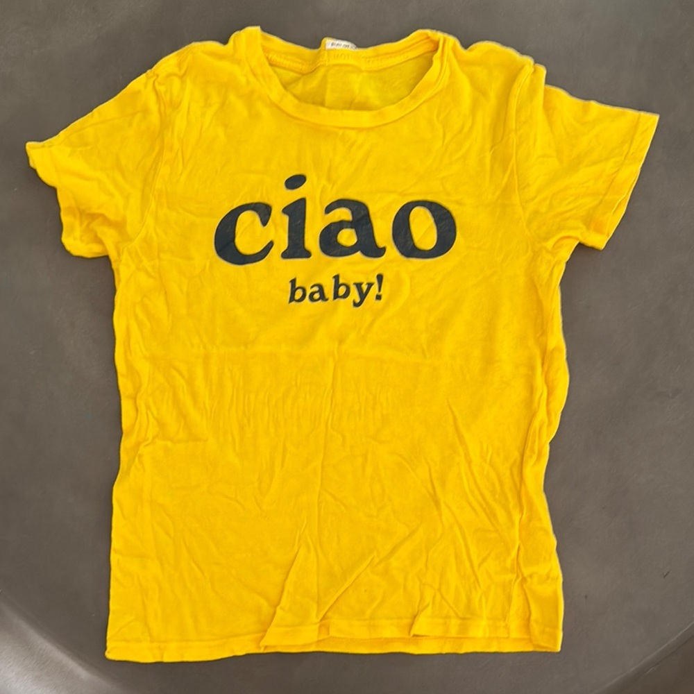 MOTHER Yellow 'Ciao Baby!' Tee